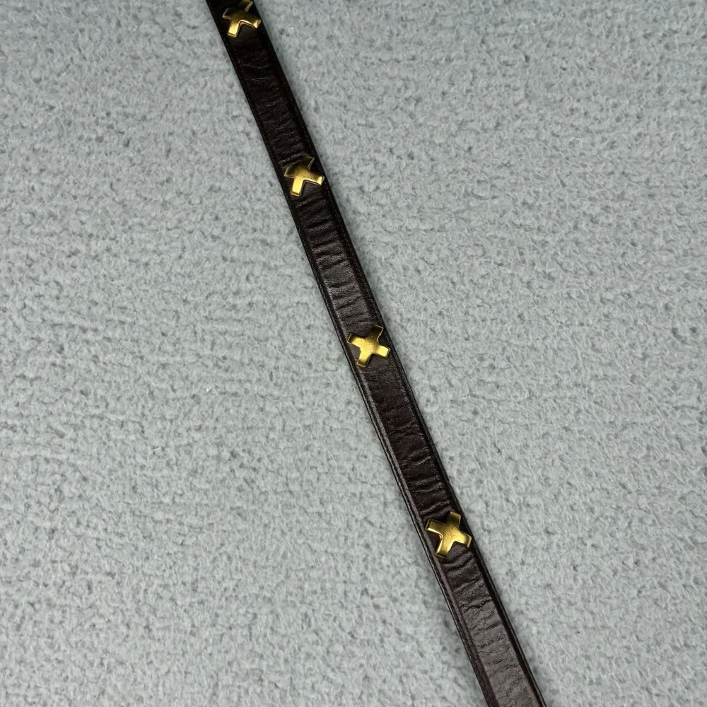 Robert Lee Morris Italian California Leather Belt Brown Gold Charm Women's Large